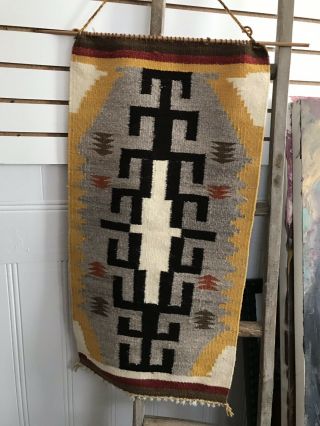 Vintage Navajo Rug Storm Pattern Blanket Wall Hanger 30” X 18” Native American