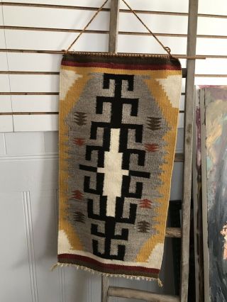 Vintage Navajo Rug Storm Pattern Blanket Wall Hanger 30” X 18” Native American 2