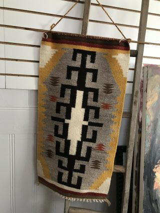 Vintage Navajo Rug Storm Pattern Blanket Wall Hanger 30” X 18” Native American 4