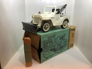 Vintage Tonka Jeep Aa Snow Plow Wrecker Tow Truck W/ The Box - Ships