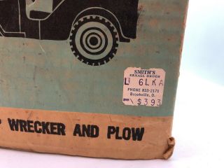 VIntage Tonka Jeep AA Snow Plow Wrecker Tow Truck w/ the Box - SHIPS 8