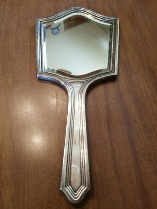 Vintage Sterling Silver Women’s Hand Beveled Glass Mirror W Handle