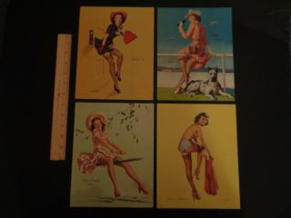 Vintage Gillette Elvgren Pin - Up Girls (4 Items) Louis Dow Lithos.