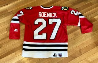 Vintage Jeremy Roenick 27 Chicago Blackhawks Starter Hockey Jersey Sz.  L Large