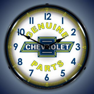 Vintage Style Chevrolet Parts Lighted Advertising Clock Usa Made 