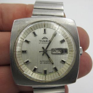 Vintage Tiara Watch Swiss Automatic 23 Jewels Day/date Stainless Steel