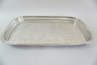 Oneida Silver Plated Serving Tray Rectangular Footed Vintage Silver Tray
