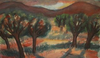 German Art,  Vintage Painting,  Expressionist Landscape,  Signed H.  M.  Pechstein