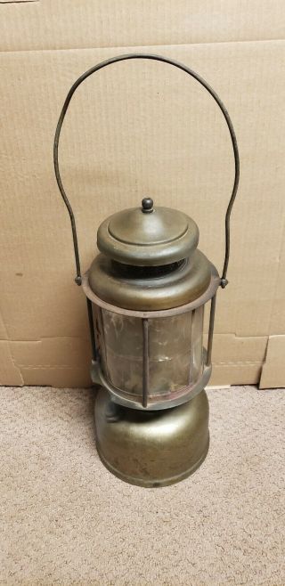 Antique Early Coleman Quick - Lite Lantern Mica Globe Dual Mantle Rare