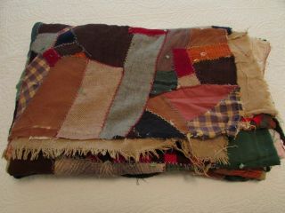 Antique / Vintage Crazy Quilt With Embroidery 58 " X 82 " Cutters Craft Wool,