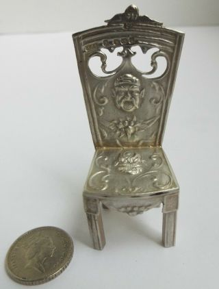 Decorative English Antique 1897 Miniature Sterling Silver Parlour Chair