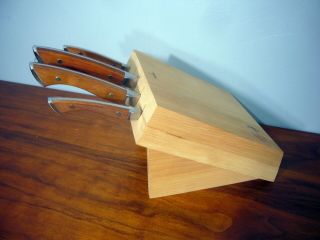 Carvel Hall 5 Pc Kitchen Knife Set With Wooden Block Vintage Sharpener