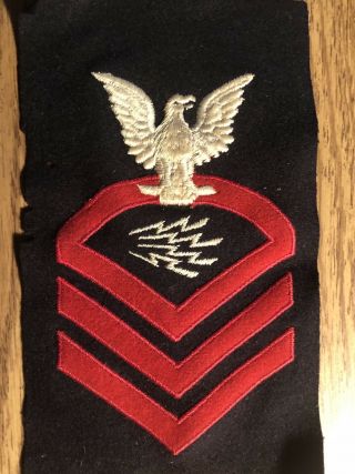 Wwii Us Navy Cpo Uniform Rate Patch Badge Bullion Radioman On Blue