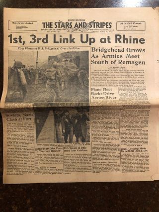 Stars And Stripes 1945 1st & 3rd Army Link Up At Rhine