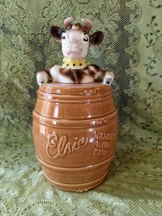 Vintage Elsie The Cow Barrel Cookie Jar Borden 