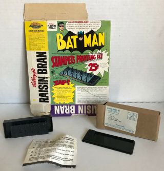 Vintage 1966 Batman & Robin Tv Comic Cereal Box And Premium Printing Set