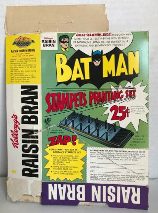Vintage 1966 BATMAN & Robin TV comic CEREAL BOX And Premium PRINTING SET 5