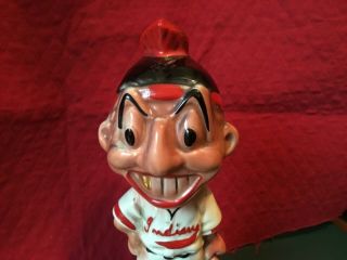 VINTAGE CHIEF WAHOO CLEVELAND INDIANS GOLD TOOTH MASCOT BANK STANFORD POTTERY 2