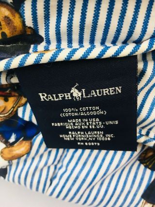 Vtg Ralph Lauren Polo Bear Blue Stripe 3 Piece Twin Sheet Set and Comforter 5