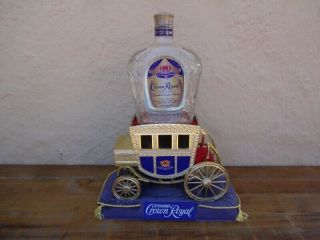Early Vintage Seagrams Crown Royal Bottle Display Gold Carriage 2 Sided Plastic