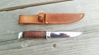 Vintage Case Xx Hunting Knife Stacked Leather Handle 1965 - 1969