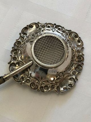 Fine Antique Silver Sterling 2 French Tea Strainers 6