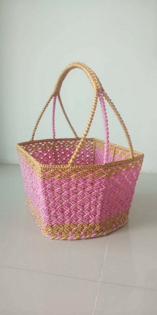 Women ' s StrawBag Handwoven Basket Bag Handbags Beach Vintage Style Thai Handcraf 2