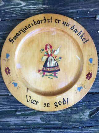 Vintage Norwegian Smorgasbord Platter Plate Kvinne Hand Painted 14 " Unique ❤️j8