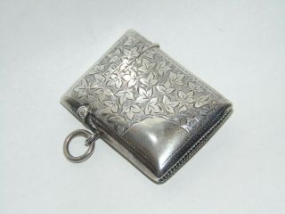 Top Antique 1898 Solid Silver Vesta Case Cushion Shape Engraved By M&l