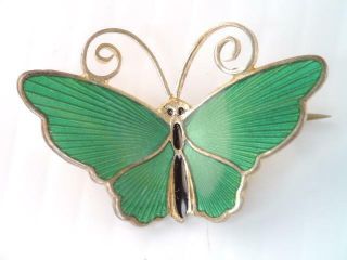 Vintage David Andersen Norway Sterling Guilloche Enamel Butterfly Pin