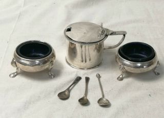 Three Piece Antique Silver Cruet Condiment Set