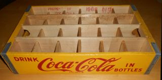 Vintage 1968 Nos Yellow Wooden Coca Cola Crate Rare