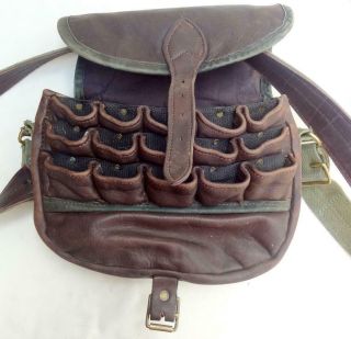 Vintage Cartridge Bag Leather Loaders Shell Holders - Dark Brown