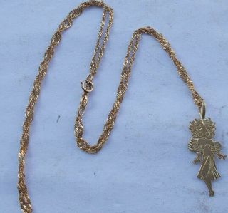 Rare Vintage 14k Solid Gold Betty Boop Pendant & 10k Gold Chain Necklace 18 " Nr