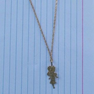 RARE Vintage 14K Solid Gold Betty Boop Pendant & 10K Gold Chain Necklace 18 