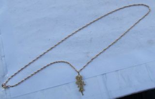 RARE Vintage 14K Solid Gold Betty Boop Pendant & 10K Gold Chain Necklace 18 