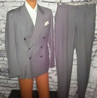 40 L Vtg Men 1940s Double Breasted Suit Jacket Pants 33x32 Museum Quality 40s