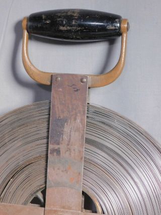 Vintage Brass Nickel Steel LUFKIN Surveyors Measure Tape 300 Feet As Found Reel 4