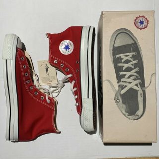 Vintage Made In Usa Converse Chuck Taylor Red High Tops Shoes Size 12.  5 Box