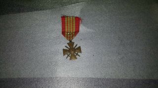 French Wwii Croix De Guerre With Bronze Palm And Bronze Star On The Ribbon