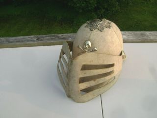 Antique Military Officers Canvas Helmet With Face Guard Rare