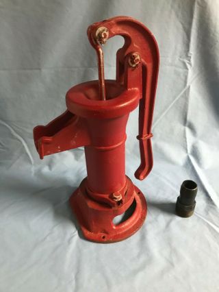 Vintage Red Cast Iron Hand Pump 17” High