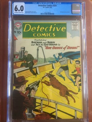Detective Comics 254 Cgc 6.  0 Ow/w Batman Sweet Rare