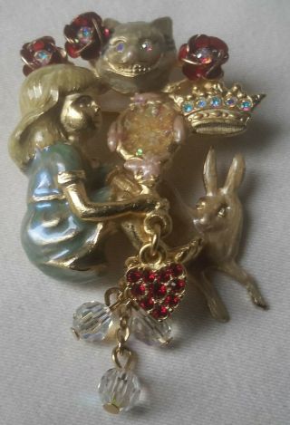 Kirks Folly Alice In Wonderland Cheshire Cat Enameled Brooch Pin Rare