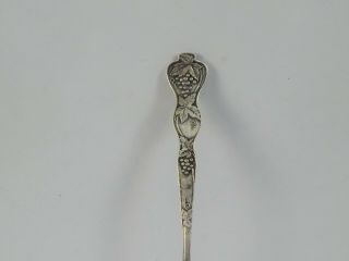 Antique Sterling Silver Grape Vine Pattern Horseradish Spoon Unknown Maker ??? 5
