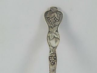 Antique Sterling Silver Grape Vine Pattern Horseradish Spoon Unknown Maker ??? 6