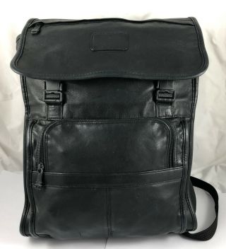 Tumi Vintage Large Leather Backpack Travel Carry On Bag Black Full Leather