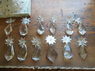 12 Exquisite Old Vintage Chandelier Thick Crystals Prisms Drops Very Elegant