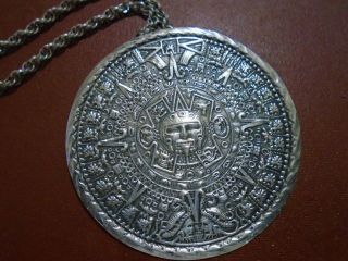 Vintage Maya,  925 Sterling Silver Medallion With Maya Calendar