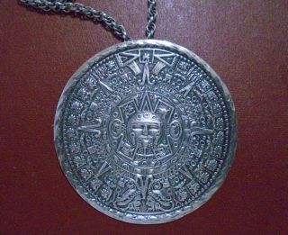 Vintage Maya,  925 Sterling Silver medallion with Maya Calendar 4